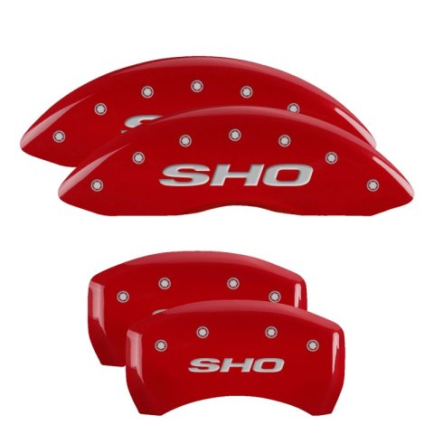 MGP 4 Caliper Covers Engraved Front & Rear SHO Red finish silver ch thumbnail 3