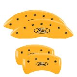 MGP 4 Caliper Covers Engraved Front & Rear Oval logo/Ford Yellow finish black ch thumbnail 3