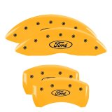 MGP 4 Caliper Covers Engraved Front & Rear Oval logo/Ford Yellow finish black ch thumbnail 7