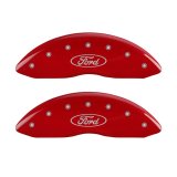 MGP 4 Caliper Covers Engraved Front & Rear Oval logo/Ford Red finish silver ch thumbnail 3