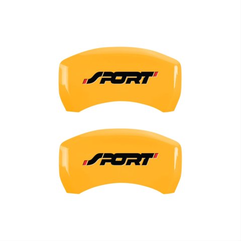 MGP 4 Caliper Covers Engraved Front & Rear No bolts/Sport Yellow finish black ch