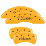 MGP 4 Caliper Covers Engraved Front & Rear Cursive/Cadillac Yellow finish black ch thumbnail 6