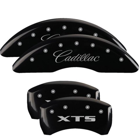 MGP 4 Caliper Covers Engraved Front Cadillac Engraved Rear XTS Black finish silver ch thumbnail 3