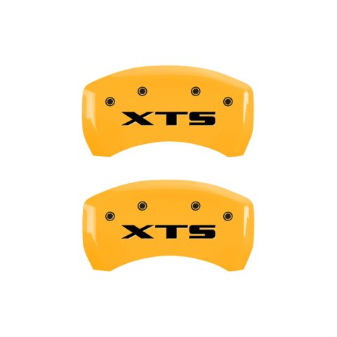 MGP 4 Caliper Covers Engraved Front Cadillac Engraved Rear XTS Yellow finish black ch thumbnail 2