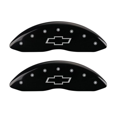 MGP 4 Caliper Covers Engraved Front & Rear Bowtie Black finish silver ch thumbnail 7