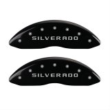 MGP 4 Caliper Covers Engraved Front & Rear Silverado Black finish silver ch thumbnail 1