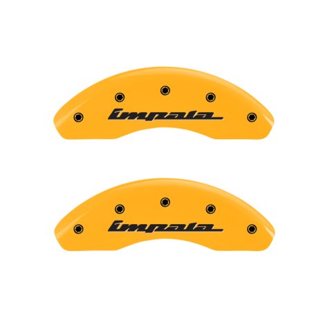 MGP 4 Caliper Covers Engraved Front & Rear Impala Yellow finish black ch thumbnail 5