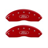 MGP 4 Caliper Covers Engraved Front & Rear Oval logo/Ford Red finish silver ch thumbnail 1
