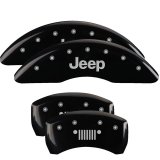 MGP 4 Caliper Covers Engraved Front JEEP Engraved Rear JEEP Grill logo Black finish silver ch thumbnail 3