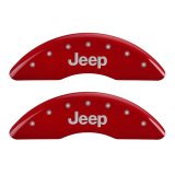 MGP 4 Caliper Covers Engraved Front JEEP Engraved Rear JEEP Grill logo Red finish silver ch thumbnail 4