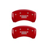 MGP 4 Caliper Covers Engraved Front JEEP Engraved Rear JEEP Grill logo Red finish silver ch thumbnail 7