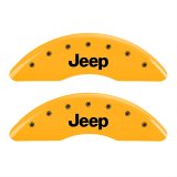 MGP 4 Caliper Covers Engraved Front JEEP Engraved Rear JEEP Grill logo Yellow finish black ch thumbnail 1