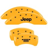 MGP 4 Caliper Covers Engraved Front JEEP Engraved Rear JEEP Grill logo Yellow finish black ch thumbnail 3