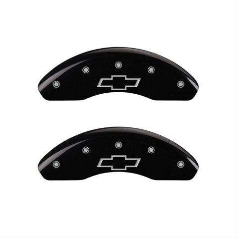 MGP Front set 2 Caliper Covers Engraved Front Bowtie Black finish silver ch thumbnail 1