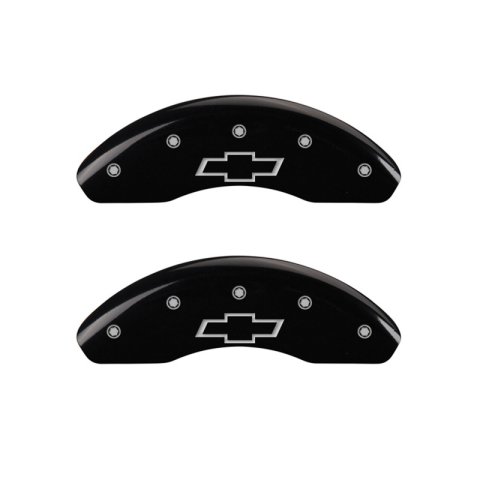 MGP Front set 2 Caliper Covers Engraved Front Bowtie Black finish silver ch thumbnail 3