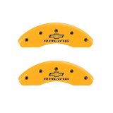 MGP Front set 2 Caliper Covers Engraved Front Chevy racing Yellow finish black ch thumbnail 2