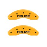 MGP Front set 2 Caliper Covers Engraved Front Cruze Yellow finish black ch thumbnail 5