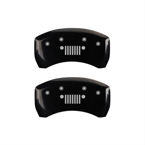 MGP 4 Caliper Covers Engraved Front JEEP Engraved Rear JEEP Grill logo Black finish silver ch thumbnail 1