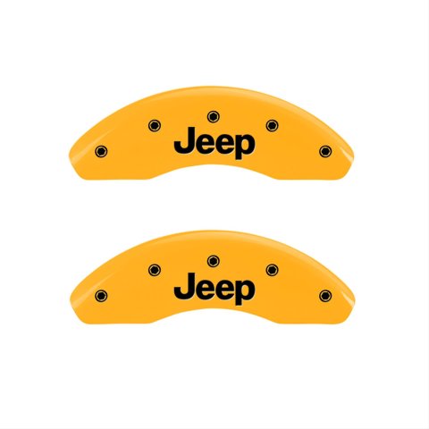 MGP 4 Caliper Covers Engraved Front JEEP Engraved Rear JEEP Grill logo Yellow finish black ch thumbnail 1