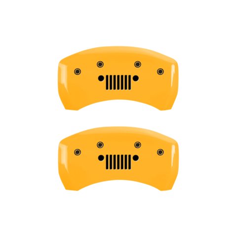 MGP 4 Caliper Covers Engraved Front JEEP Engraved Rear JEEP Grill logo Yellow finish black ch thumbnail 9