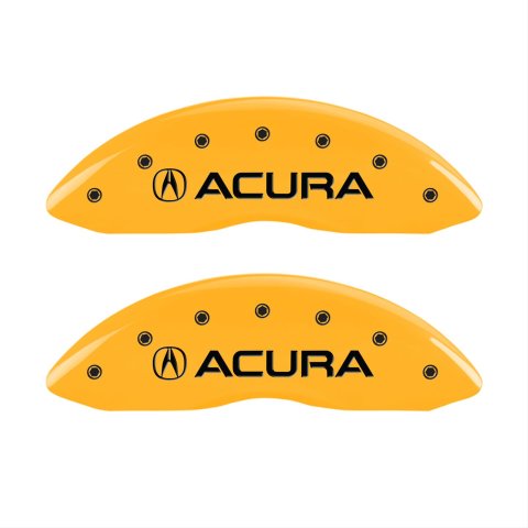MGP 4 Caliper Covers Engraved Front Acura Engraved Rear MDX Yellow finish black ch thumbnail 1