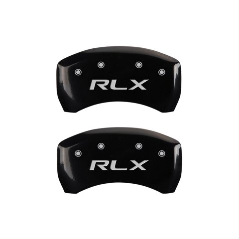 MGP 4 Caliper Covers Engraved Front Acura Engraved Rear RLX Black finish silver ch