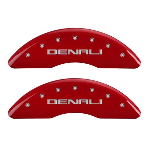 MGP 4 Caliper Covers Engraved Front & Rear Denali Red finish silver ch thumbnail 3