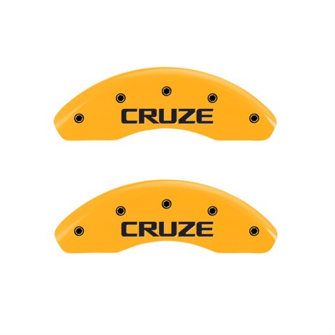 MGP 4 Caliper Covers Engraved Front & Rear Cruze Yellow finish black ch