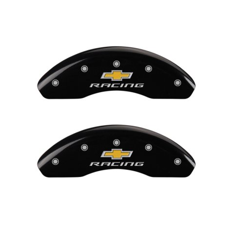 MGP 4 Caliper Covers Engraved Front & Rear Chevy racing Black finish silver ch thumbnail 2