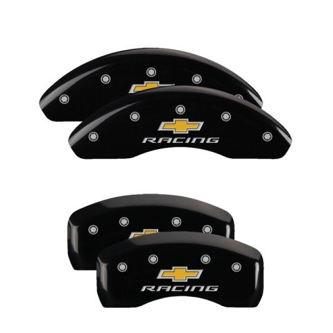 MGP 4 Caliper Covers Engraved Front & Rear Chevy racing Black finish silver ch thumbnail 4