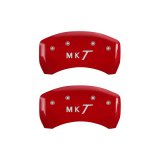 MGP 4 Caliper Covers Engraved Front Lincoln Engraved Rear MKT Red finish silver ch thumbnail 9