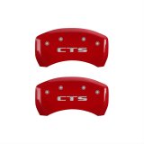 MGP 4 Caliper Covers Engraved Front Cursive/Cadillac Engraved Rear CTS Red finish silver ch thumbnail 2