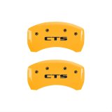 MGP 4 Caliper Covers Engraved Front Cursive/Cadillac Engraved Rear CTS Yellow finish black ch thumbnail 2