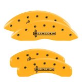 MGP 4 Caliper Covers Engraved Front Cursive/Cadillac Engraved Rear CTS Yellow finish black ch thumbnail 7