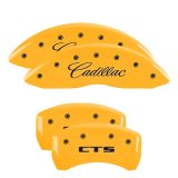 MGP 4 Caliper Covers Engraved Front Cursive/Cadillac Engraved Rear CTS Yellow finish black ch thumbnail 7