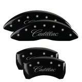 MGP 4 Caliper Covers Engraved Front & Rear Cursive/Cadillac Black finish silver ch thumbnail 2