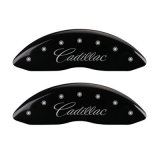 MGP 4 Caliper Covers Engraved Front & Rear Cursive/Cadillac Black finish silver ch thumbnail 3