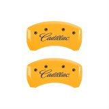 MGP 4 Caliper Covers Engraved Front & Rear Cursive/Cadillac Yellow finish black ch thumbnail 2