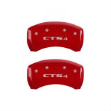MGP 4 Caliper Covers Engraved Front Cursive/Cadillac Engraved Rear CTS4 Red finish silver ch thumbnail 2