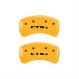 MGP 4 Caliper Covers Engraved Front Cursive/Cadillac Engraved Rear CTS4 Yellow finish black ch thumbnail 2