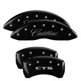 MGP 4 Caliper Covers Engraved Front Cursive/Cadillac Engraved Rear CTS Black finish silver ch thumbnail 3