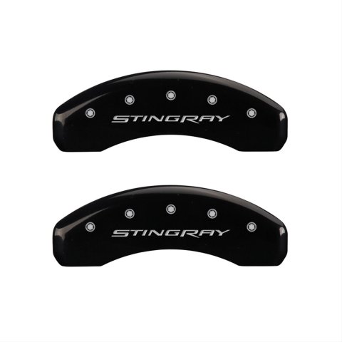 MGP 4 Caliper Covers Engraved Front & Rear Stingray Black finish silver ch thumbnail 2