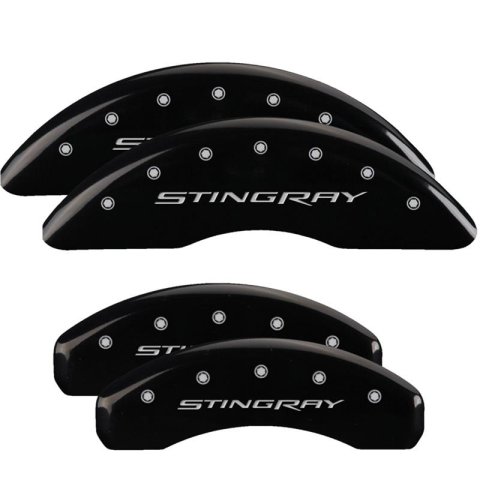 MGP 4 Caliper Covers Engraved Front & Rear Stingray Black finish silver ch thumbnail 3