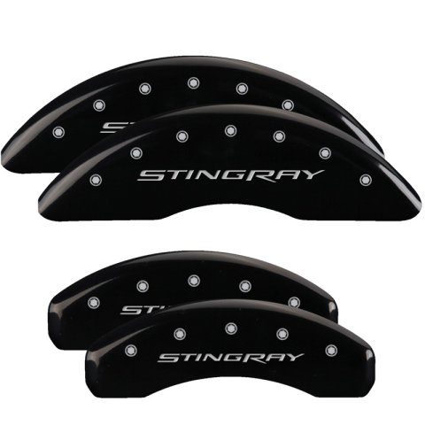 MGP 4 Caliper Covers Engraved Front & Rear Stingray Black finish silver ch thumbnail 6