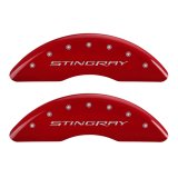 MGP 4 Caliper Covers Engraved Front & Rear Stingray Red finish silver ch thumbnail 5