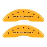 MGP 4 Caliper Covers Engraved Front & Rear Stingray Yellow finish black ch thumbnail 1