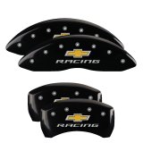 MGP 4 Caliper Covers Engraved Front & Rear Chevy racing Black finish silver ch thumbnail 1