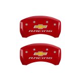 MGP 4 Caliper Covers Engraved Front & Rear Chevy racing Red finish silver ch thumbnail 6