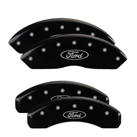 MGP 4 Caliper Covers Engraved Front & Rear Oval logo/Ford Black finish silver ch thumbnail 3