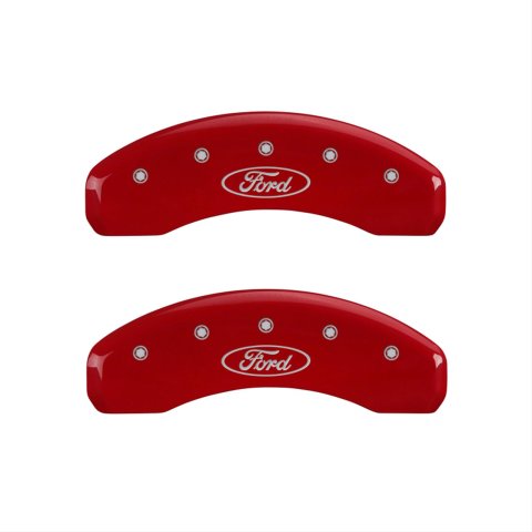 MGP 4 Caliper Covers Engraved Front & Rear Oval logo/Ford Red finish silver ch thumbnail 2